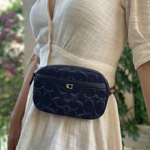 Coach denim logo signature belt convertible bag